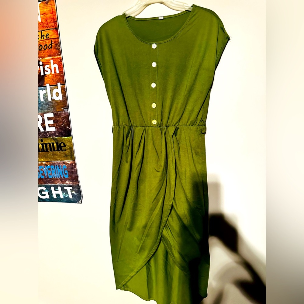 New olive green high low dress